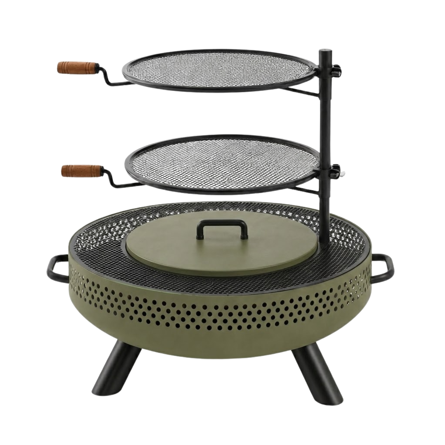 Outdoor Fire Pit 35 Inches with Two Cooking Grates and Cover