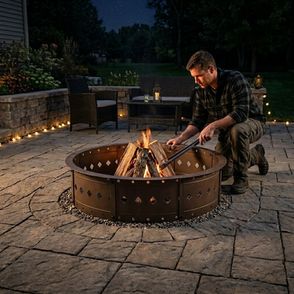 Outdoor Steel Fire Pit Ring for Wood Burning - 36 Inches
