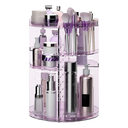 Adjustable Acrylic Makeup Organizer with 360° Rotation and Compartments