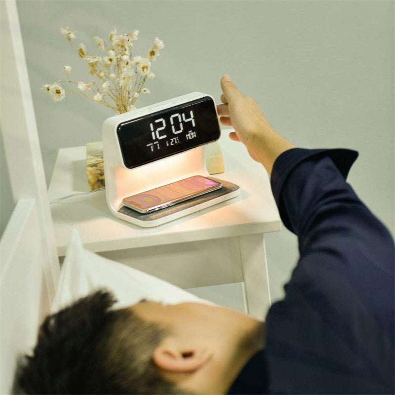 Multi-Functional Touch Lamp with Clock & Wireless Charger