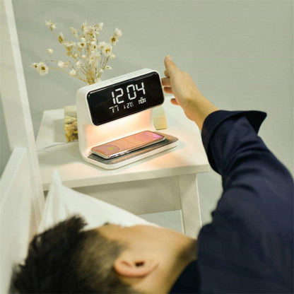 Multi-Functional Touch Lamp with Clock & Wireless Charger