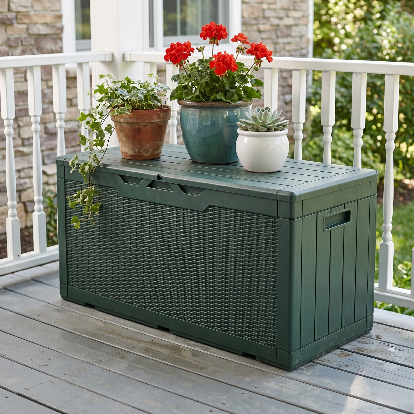 Hydraulic Lid Deck Storage Box with Side Handles - 378.5 L Capacity