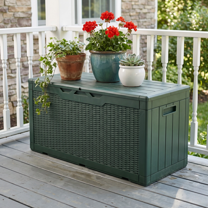 Hydraulic Lid Deck Storage Box with Side Handles - 378.5 L Capacity
