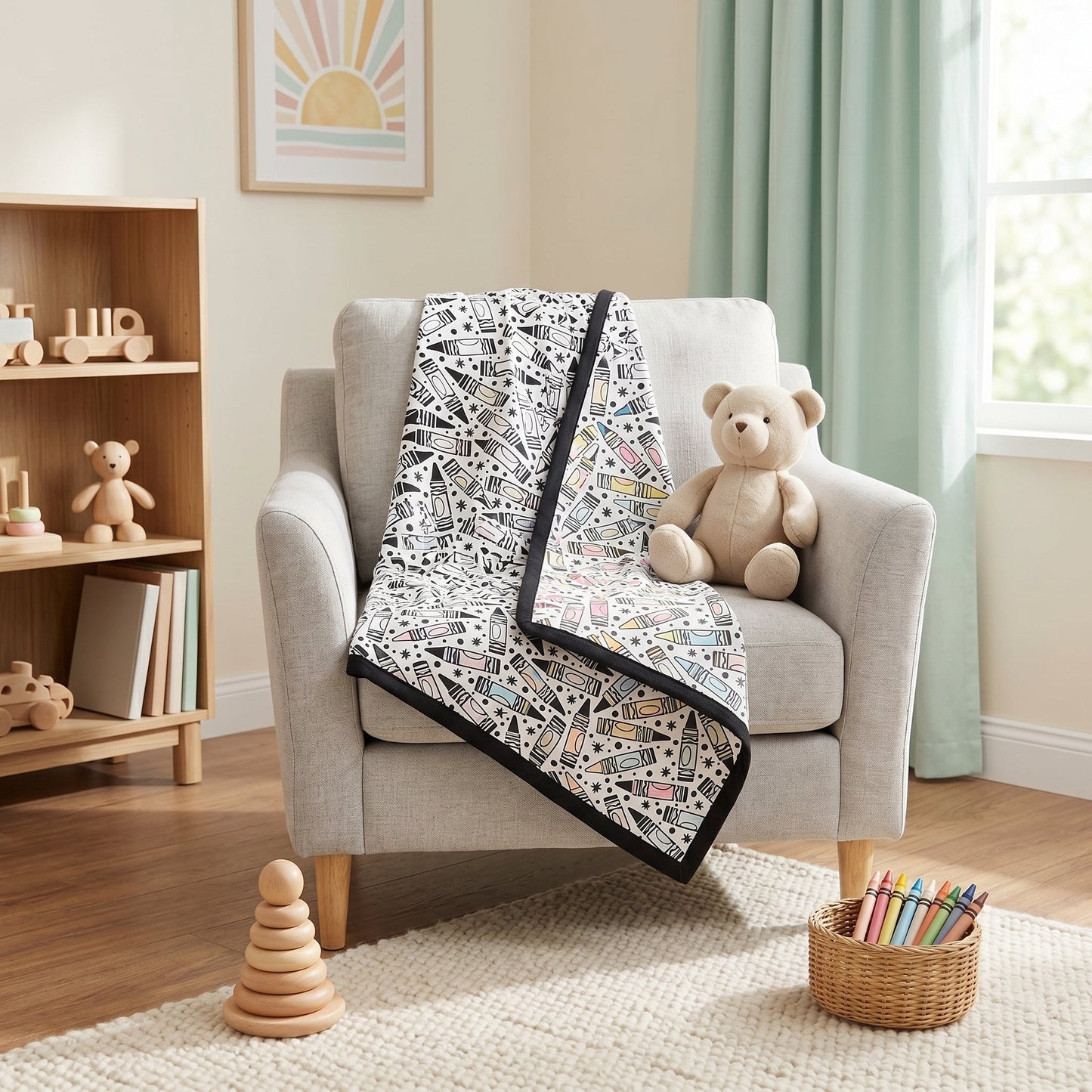 Coloring Blanket with Meadow Design