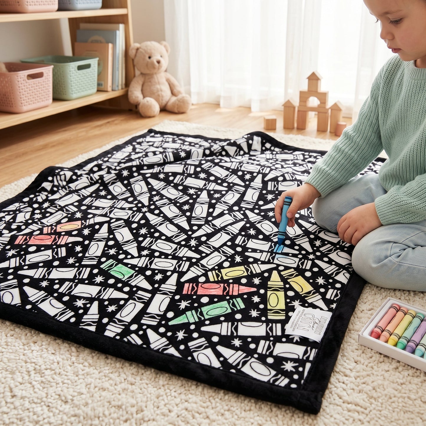 Coloring Blanket with Meadow Design