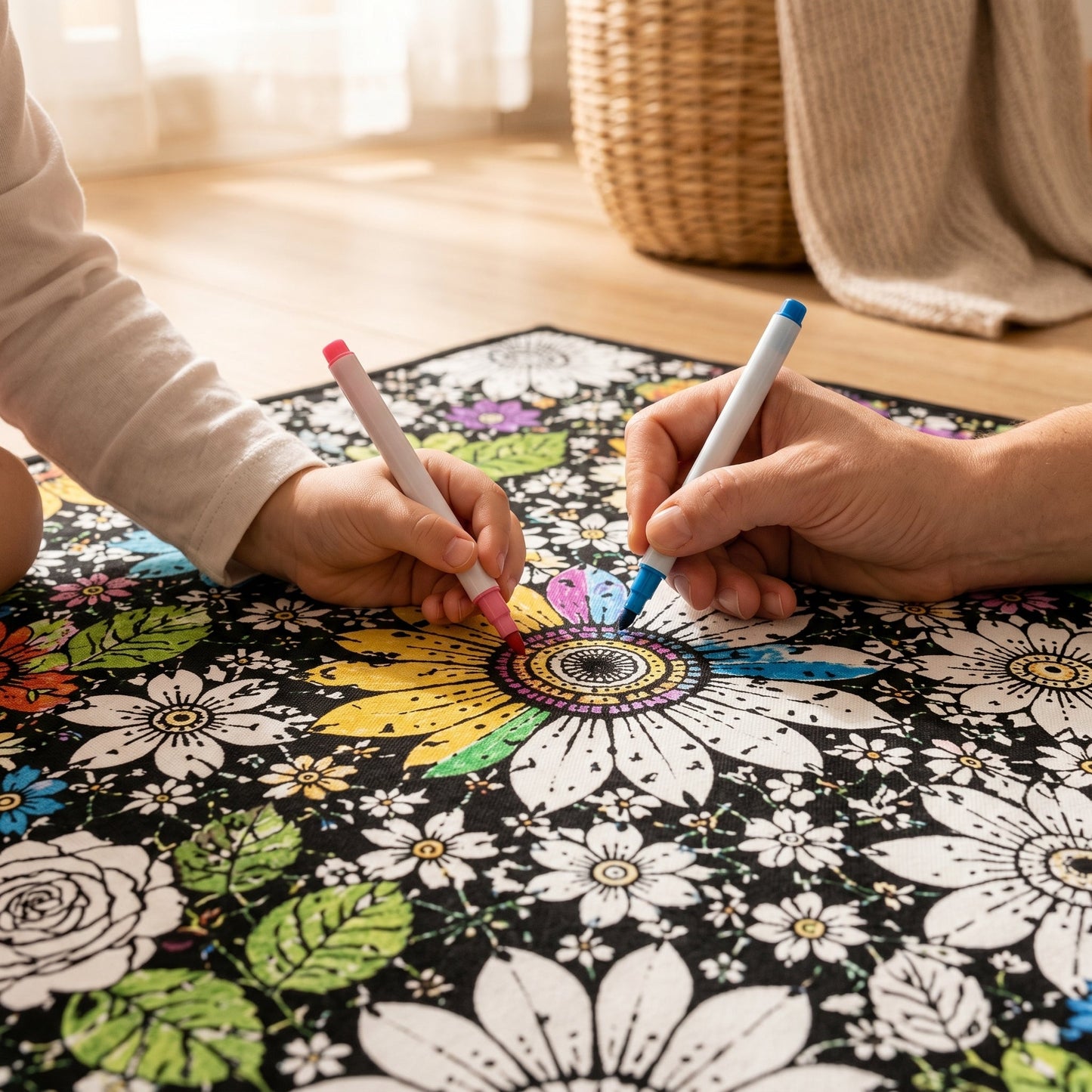 Coloring Blanket with Meadow Design