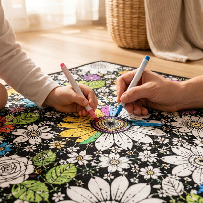 Coloring Blanket with Meadow Design
