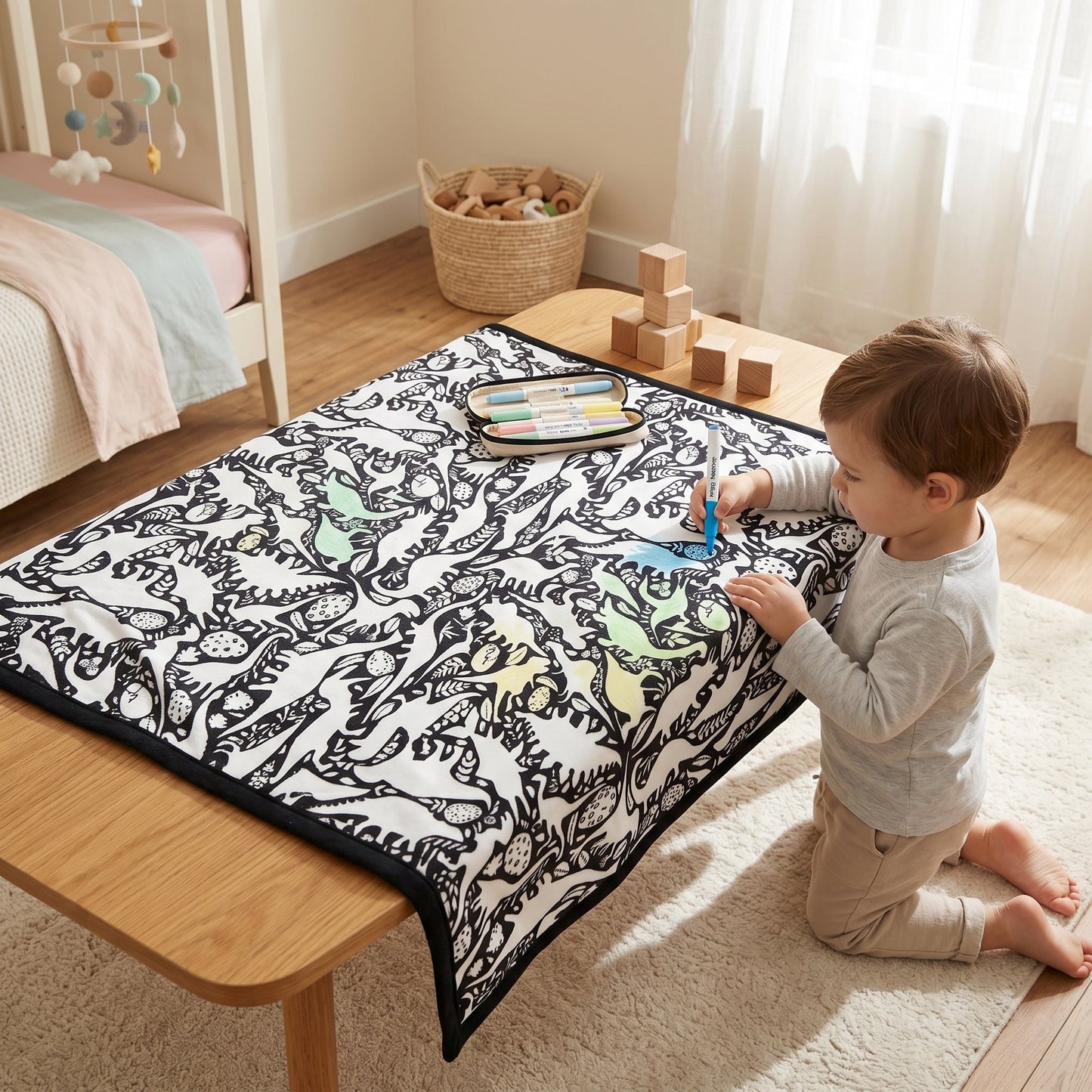 Coloring Blanket with Meadow Design