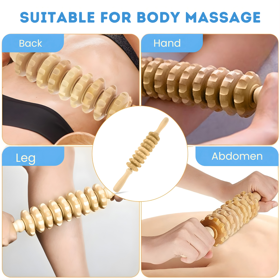 Massage Roller for Fascia Made of Wood