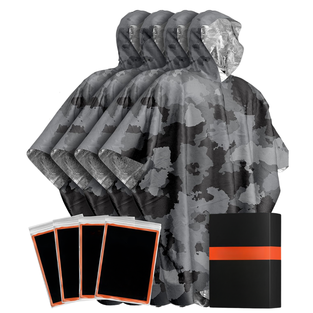 Reflective Mylar-Lined Rain Ponchos – Set of 4 for Year-Round Use
