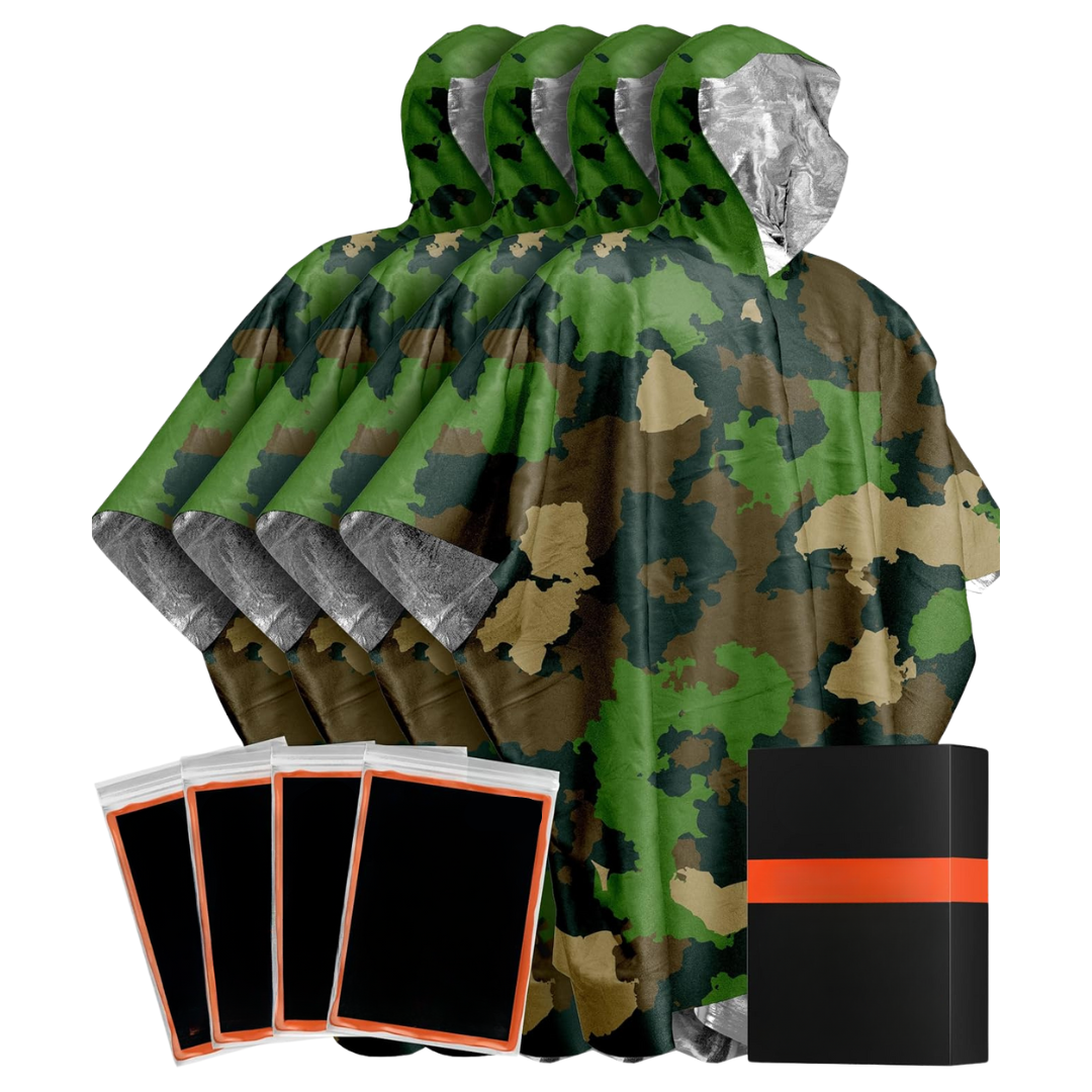 Reflective Mylar-Lined Rain Ponchos – Set of 4 for Year-Round Use
