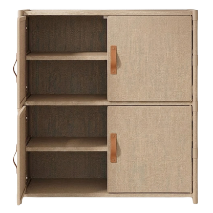 Shoe Organizer with Front Cover - 4-Tier Metal and Fabric Rack