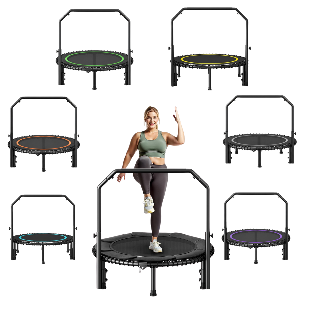 Adjustable Bar Mini Trampoline - 40-Inch Rebounder with Bungee Cords