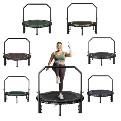 Adjustable Bar Mini Trampoline - 40-Inch Rebounder with Bungee Cords