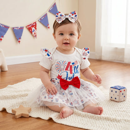 Fourth of July Infant Outfit Set with Petal Design