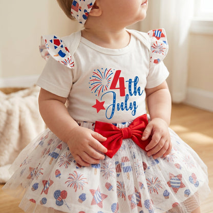 Fourth of July Infant Outfit Set with Petal Design