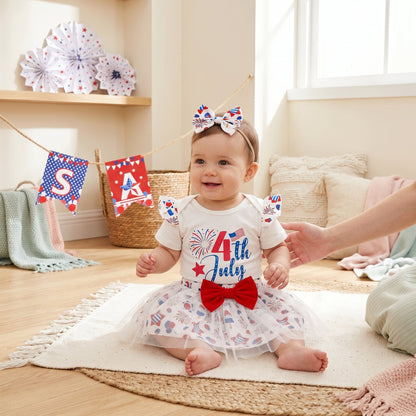 Fourth of July Infant Outfit Set with Petal Design