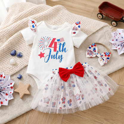Fourth of July Infant Outfit Set with Petal Design
