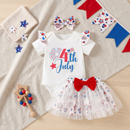 Fourth of July Infant Outfit Set with Petal Design
