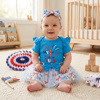 Fourth of July Infant Outfit Set with Petal Design