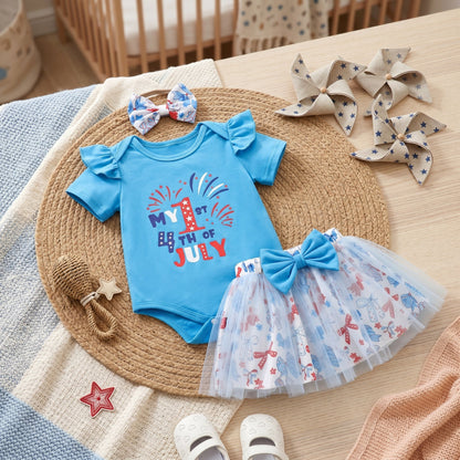Fourth of July Infant Outfit Set with Petal Design