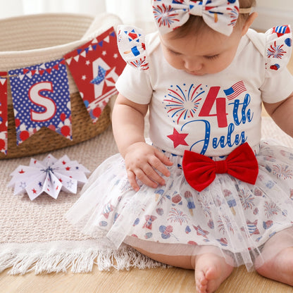 Fourth of July Infant Outfit Set with Petal Design