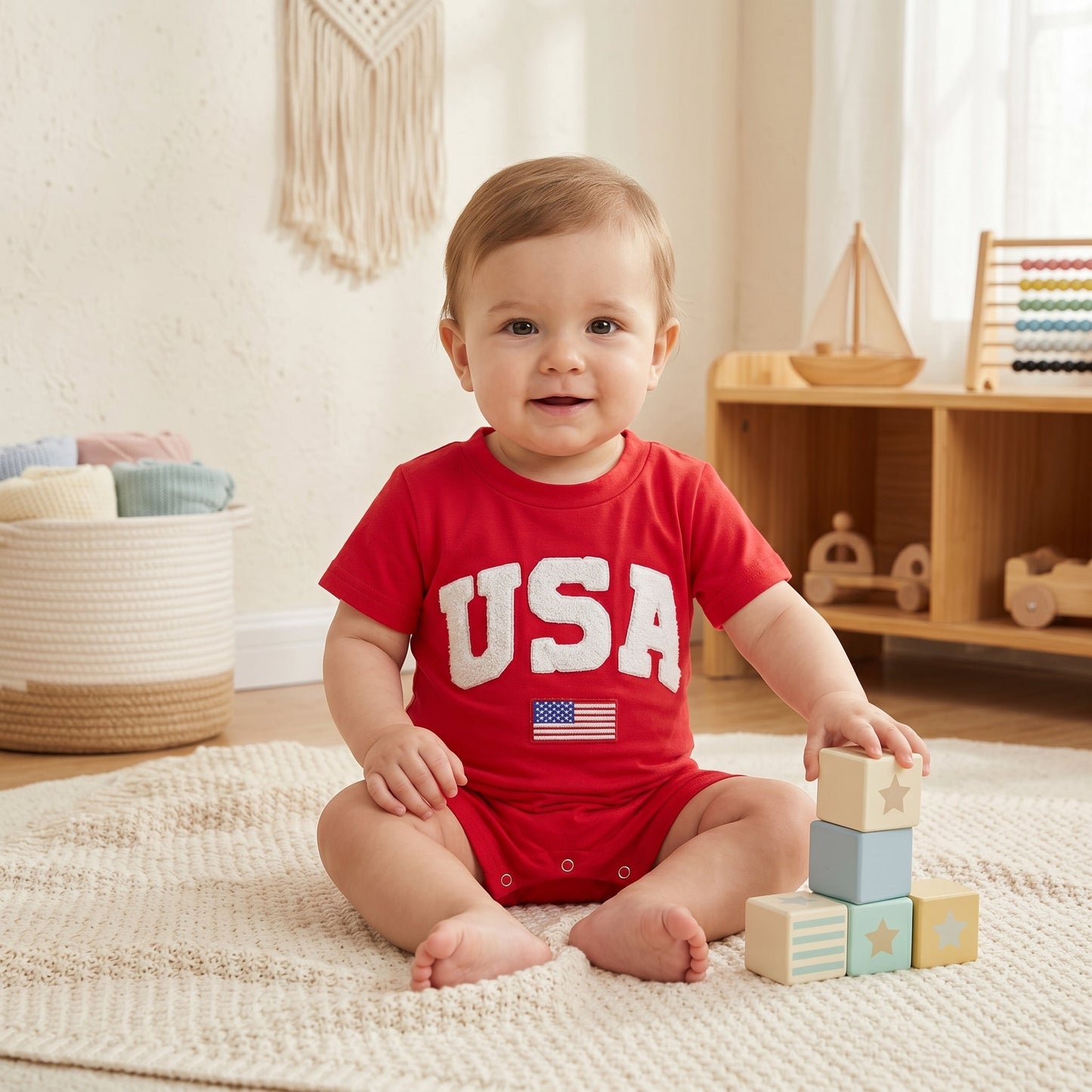 Infant Romper with Patriotic Design
