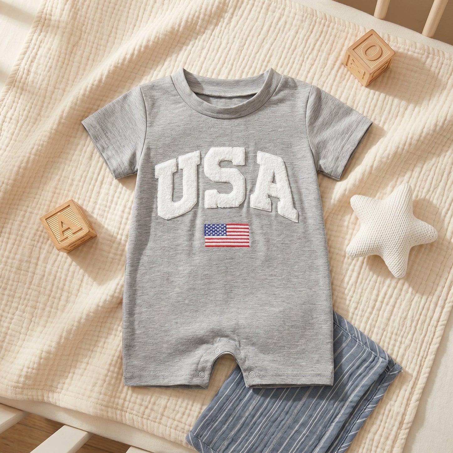 Infant Romper with Patriotic Design