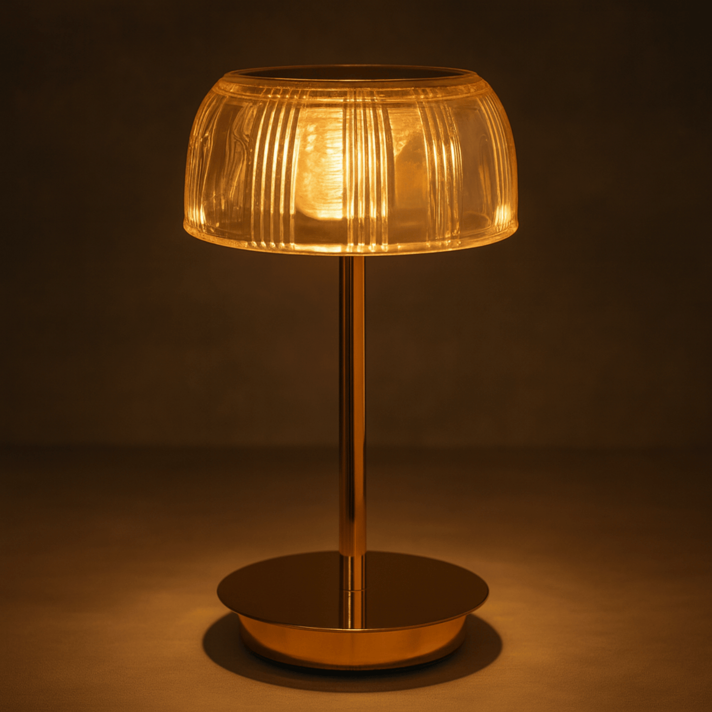 Rechargeable LED Table Lamp with Elegant Ribbed Shade