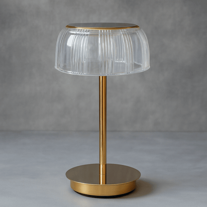 Rechargeable LED Table Lamp with Elegant Ribbed Shade