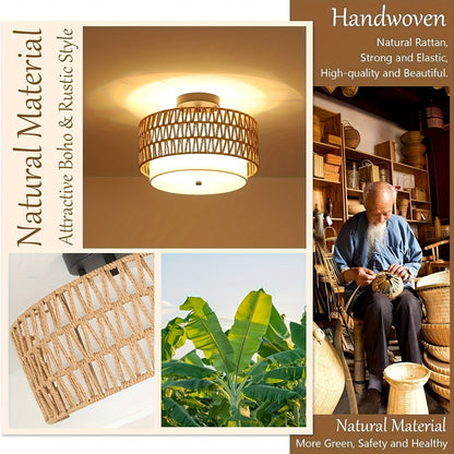 Coastal Charm Ceiling Light | Linen Shade Semi-Flush Mount
