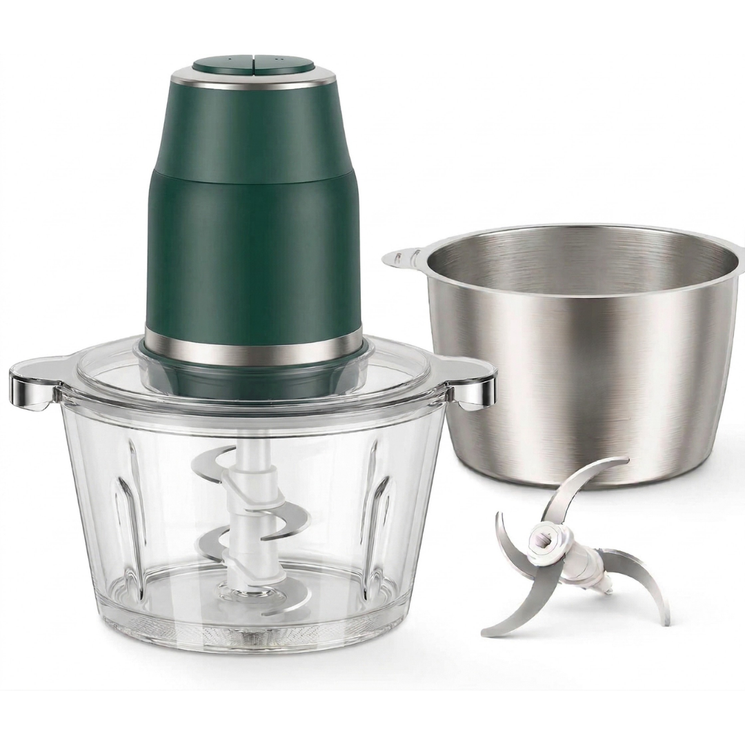 Electric Food Processor 450W with Dual Speed Control & 2 Bowls