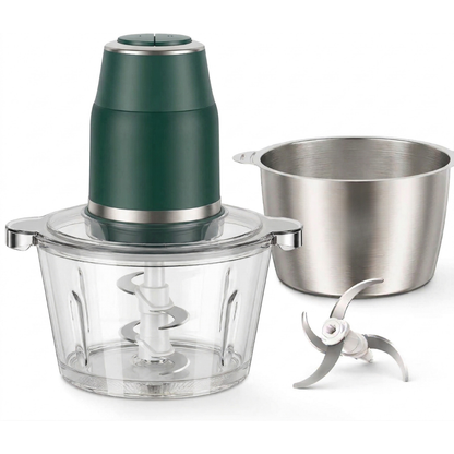 Electric Food Processor 450W with Dual Speed Control & 2 Bowls