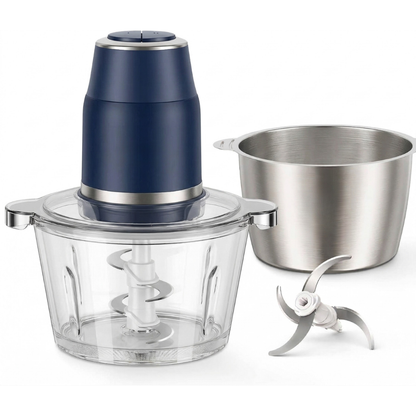 Electric Food Processor 450W with Dual Speed Control & 2 Bowls