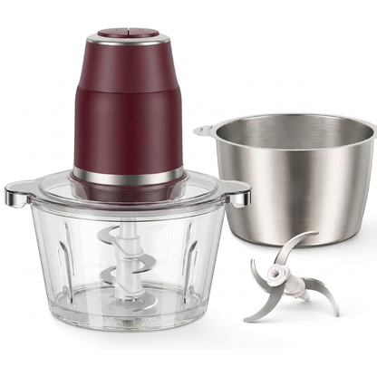 Electric Food Processor 450W with Dual Speed Control & 2 Bowls