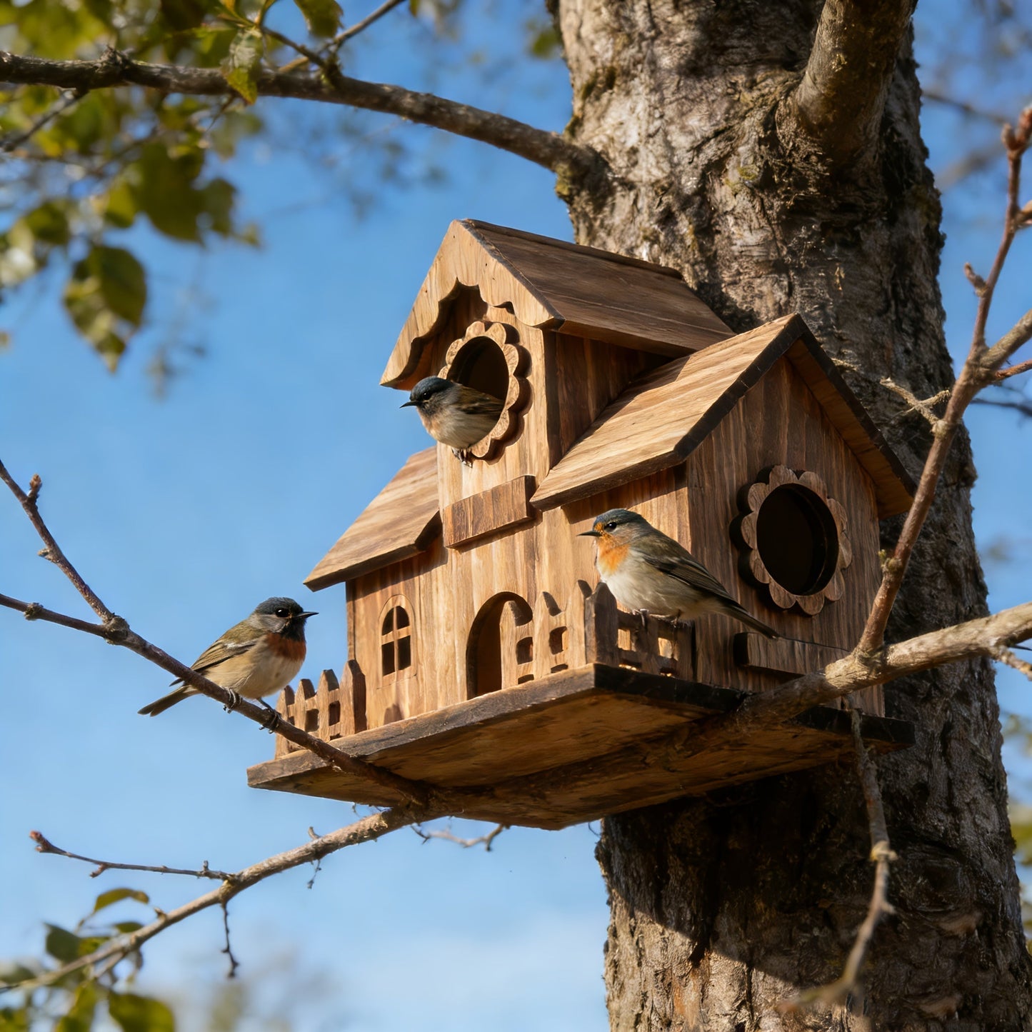 Spacious Oak Nesting Haven for Garden Birds