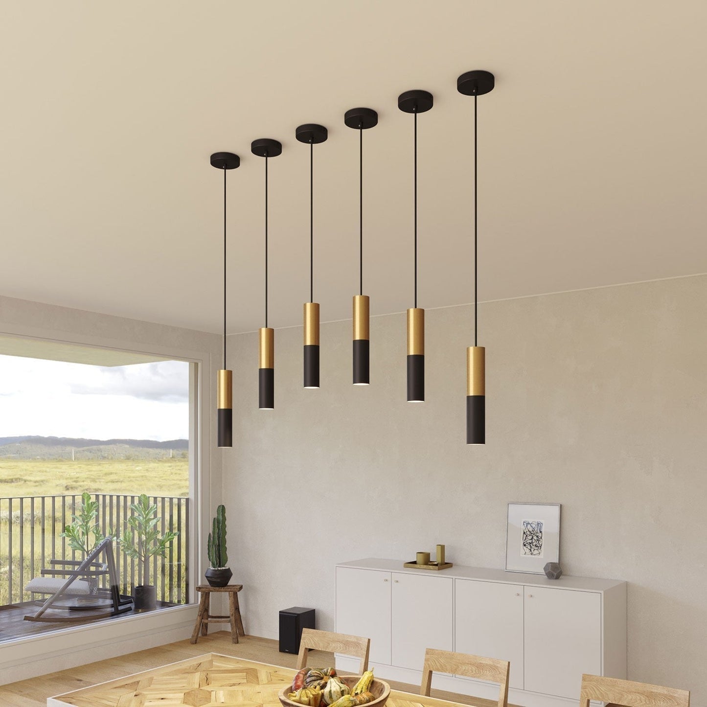 Sleek Adjustable Brass Pendant Light for Custom Lighting