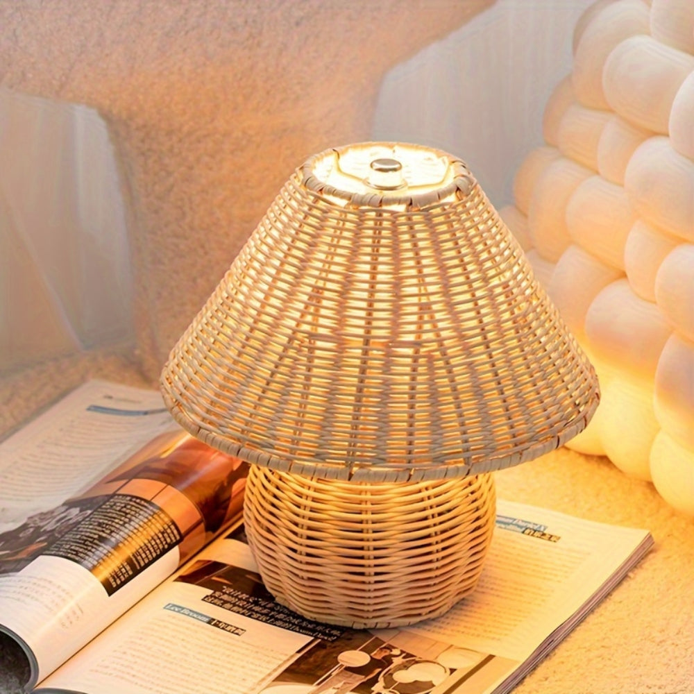 Handcrafted Bamboo Rattan Table Lamp – Elegant Home Lighting