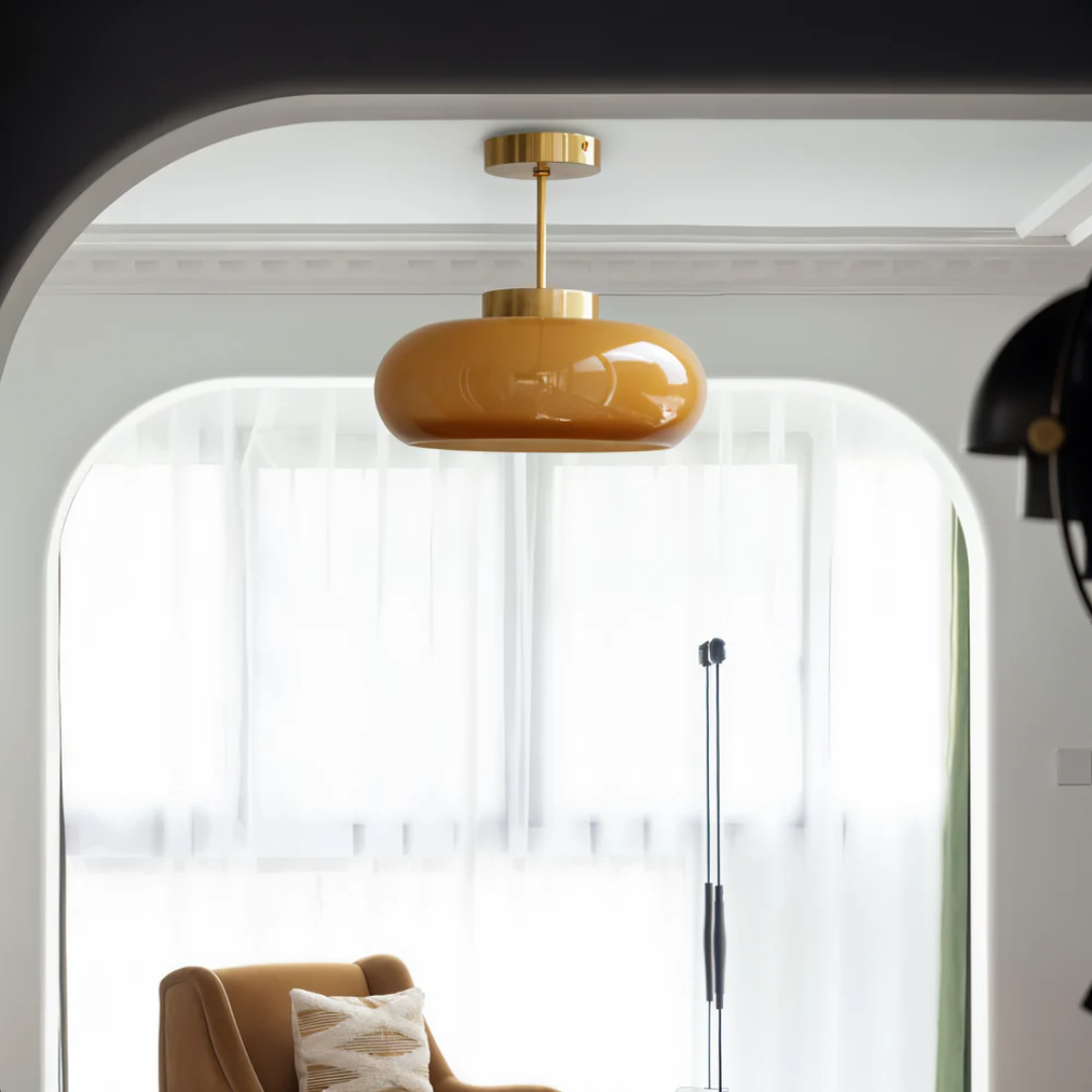 Sophisticated Glass Ceiling Light with Elegant Metal Frame