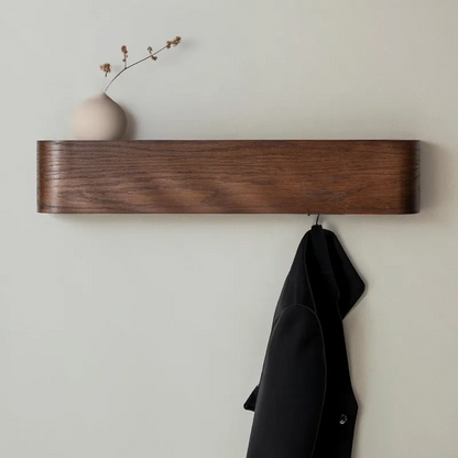 Stylish Oak Wall Organizer with Concealed Hooks