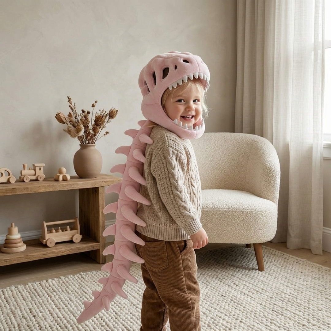 Baby Hoodie in Dinosaur Plush Design