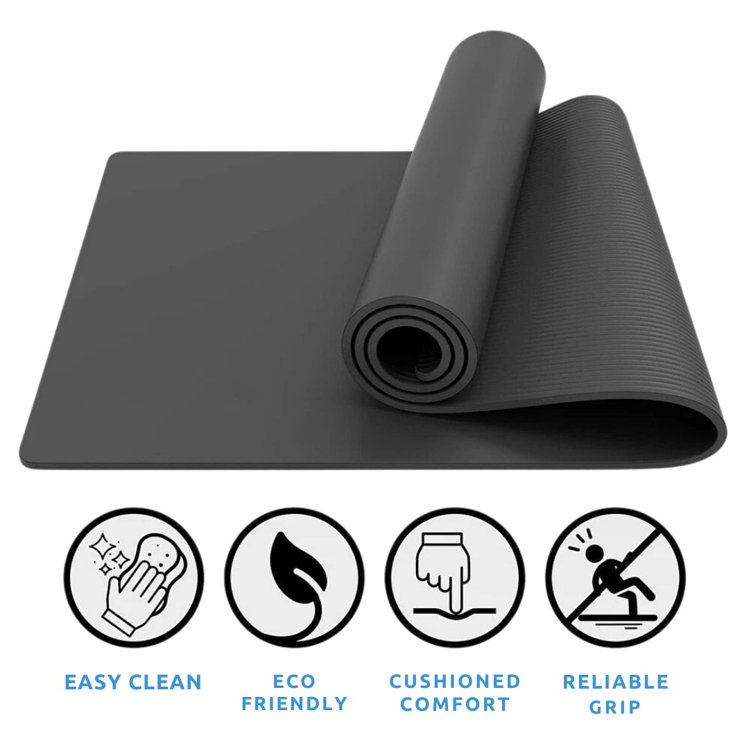 Thick Exercise Mat with Strap – Non-Slip Yoga Surface