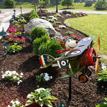 Rust-Resistant Vintage Airplane Wind Twirler for Gardens