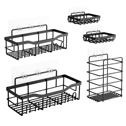 Stainless Steel Wall Caddy Set – 5-Pack for Bathroom and Kitchen