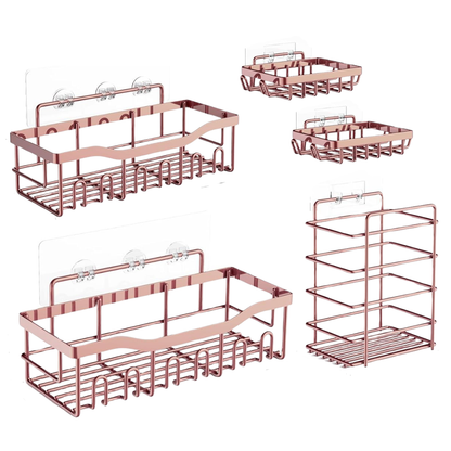 Stainless Steel Wall Caddy Set – 5-Pack for Bathroom and Kitchen