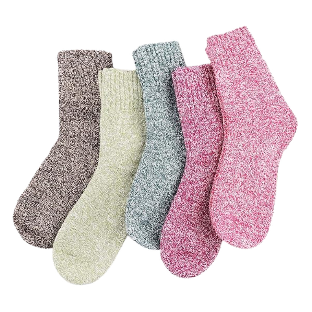 Winter Mid Calf Socks for Women - 5 Pair Wool Blend Set