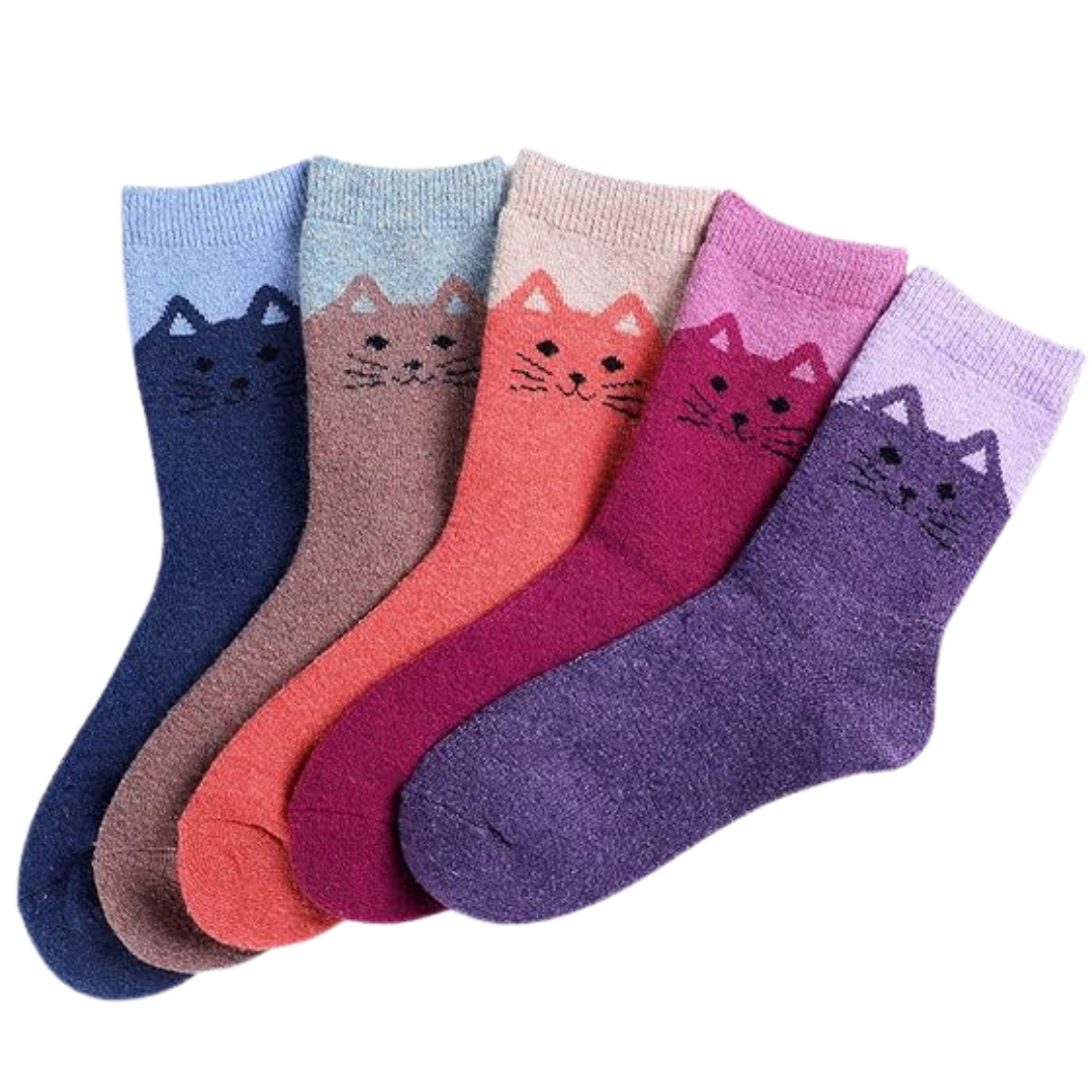 Winter Mid Calf Socks for Women - 5 Pair Wool Blend Set