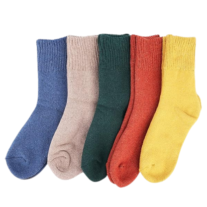 Winter Mid Calf Socks for Women - 5 Pair Wool Blend Set