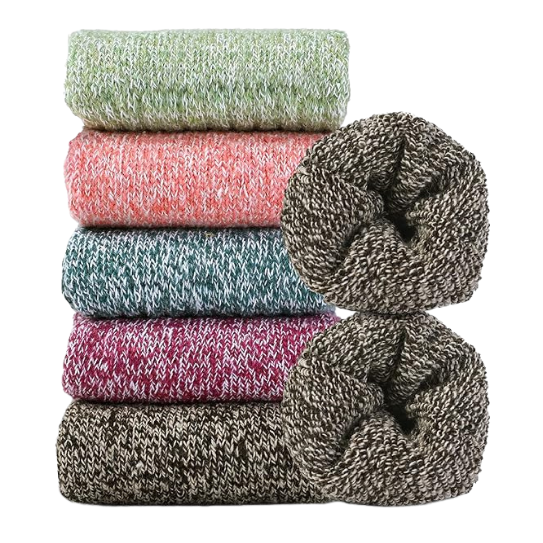 Winter Mid Calf Socks for Women - 5 Pair Wool Blend Set