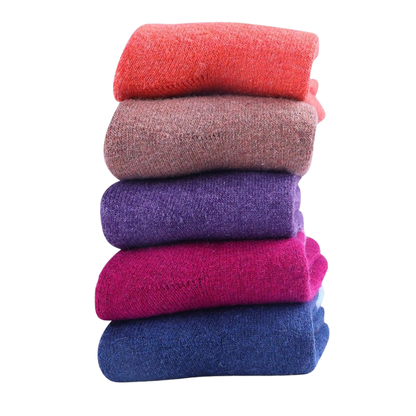 Winter Mid Calf Socks for Women - 5 Pair Wool Blend Set